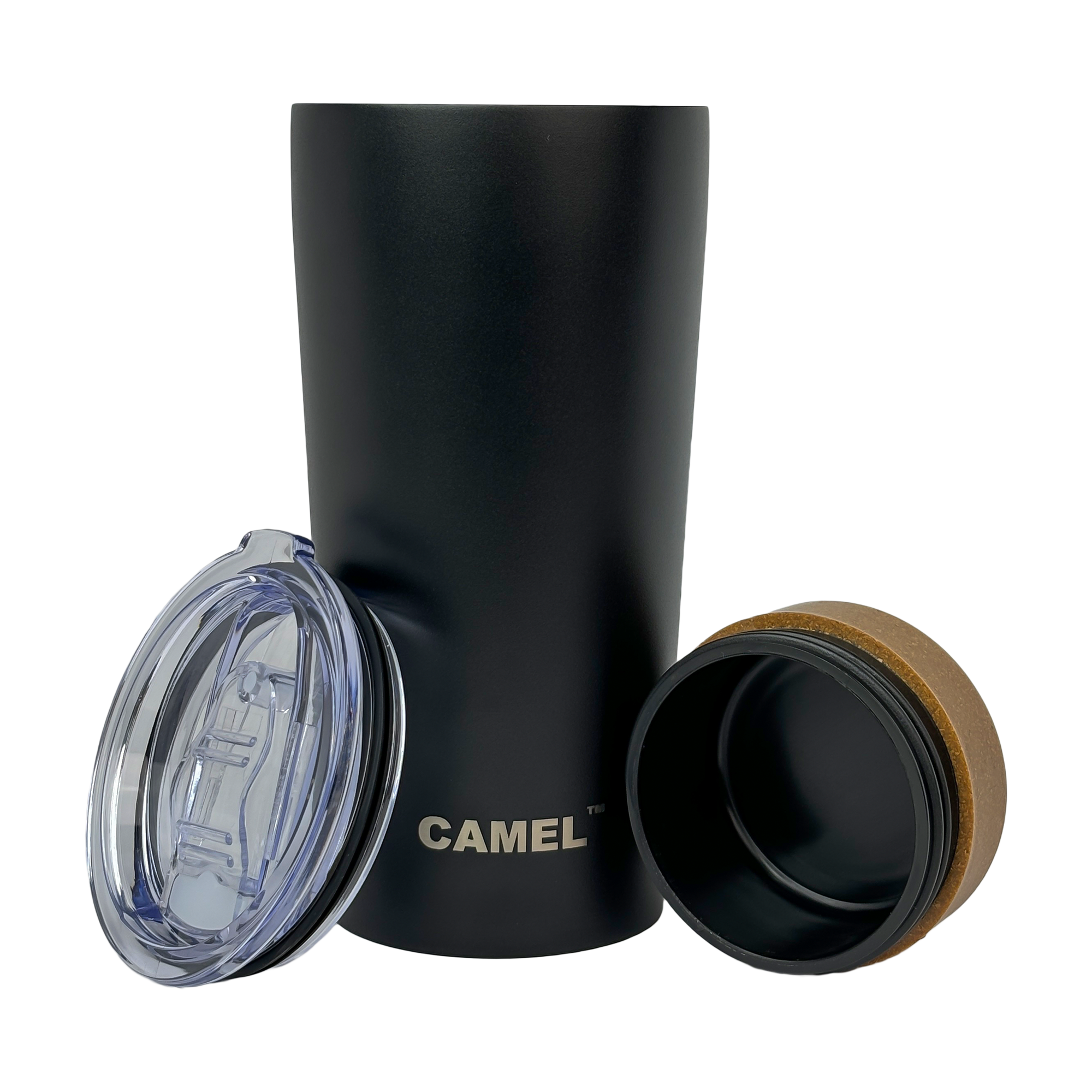 2 IN 1 TRAVEL TUMBLER - BLACK