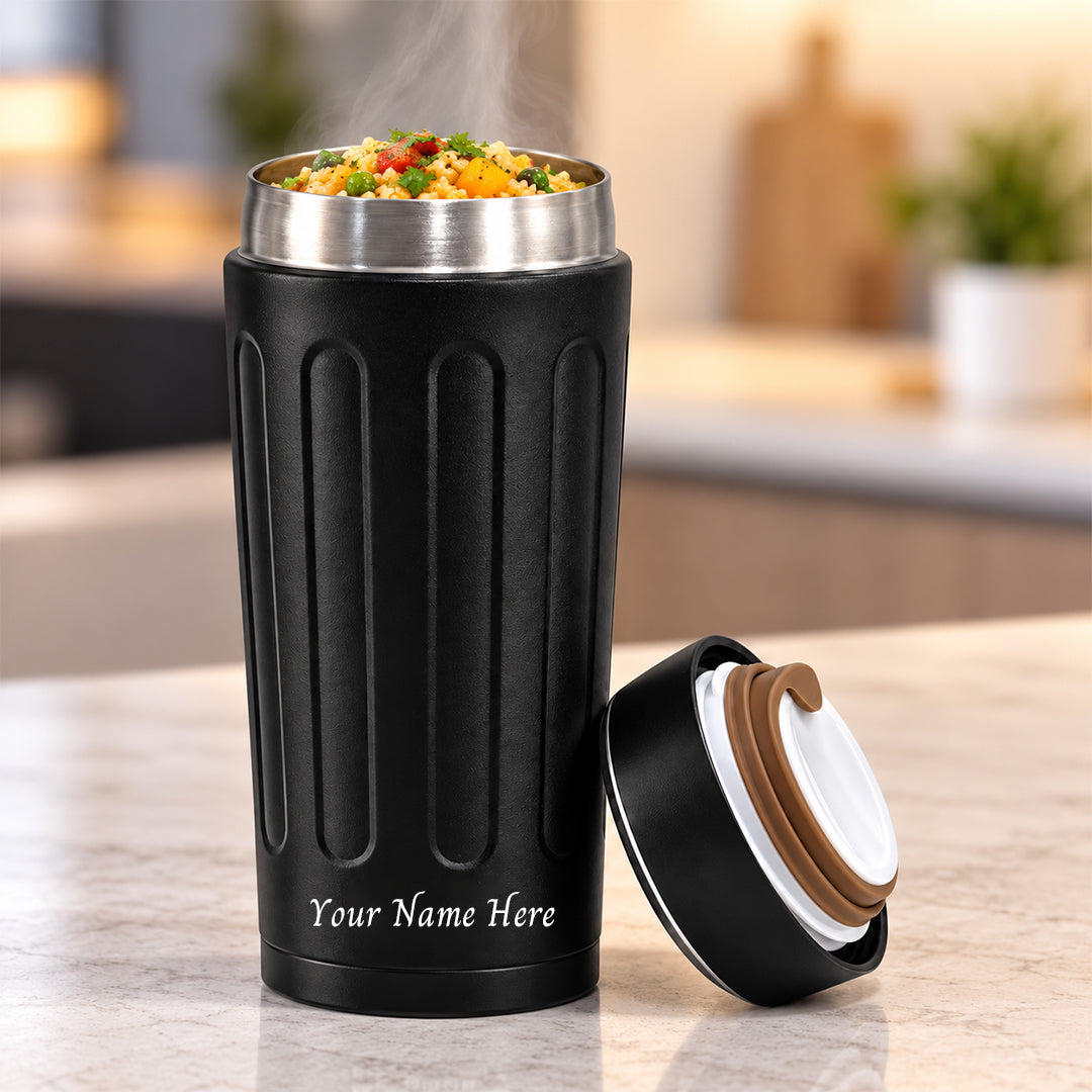 Personalised Milo Vacuum Food Jar | 6 Hours Hot 12 Hours Cold - Black