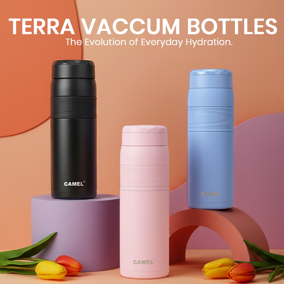 Terra Stainless Steel Vaccum Insulated Water Bottle with Rubber Grip - Blush Pink