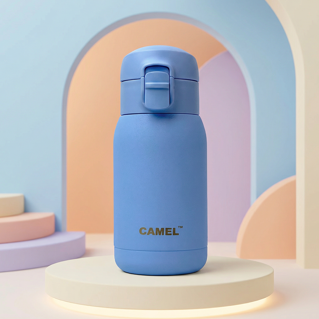 India's Most Smallest - Mojo Hot & Cold 260 ML Mini Vacuum Bottle - Blue