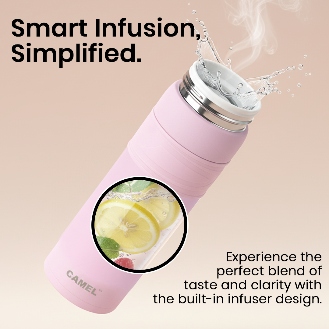 Terra Stainless Steel Vaccum Insulated Water Bottle with Rubber Grip - Blush Pink