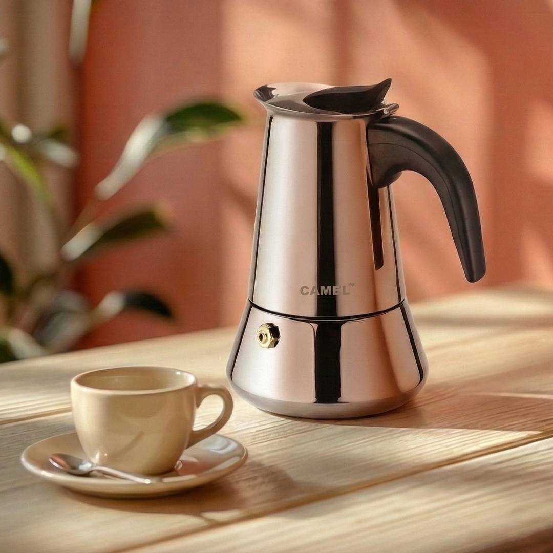 JAVA Cup Coffee Maker - Steel - 2, 4, 9 & 12 Cup Sizes - Camel Flasks ...