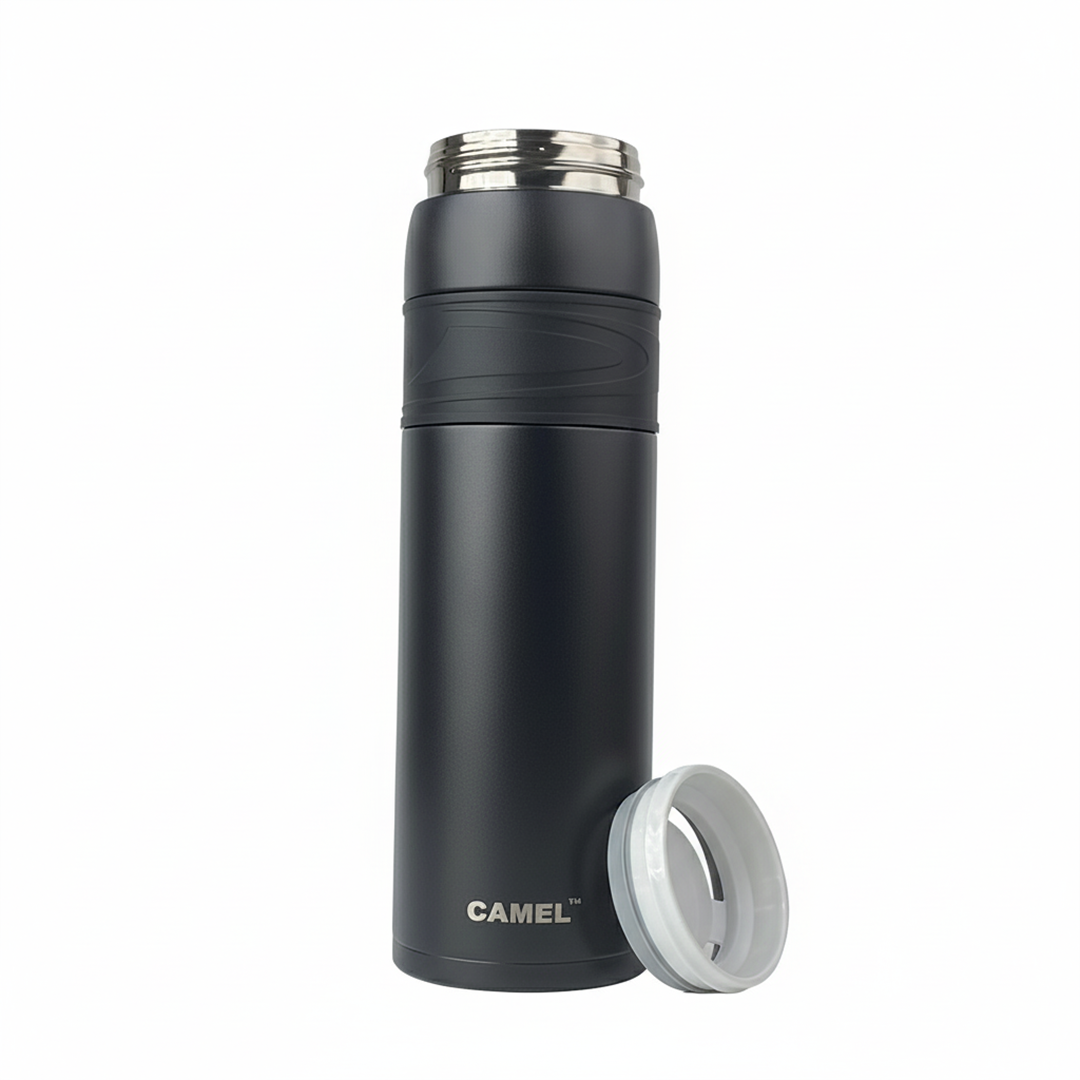 Terra Stainless Steel Vaccum Insulated Water Bottle with Rubber Grip - Classic Black