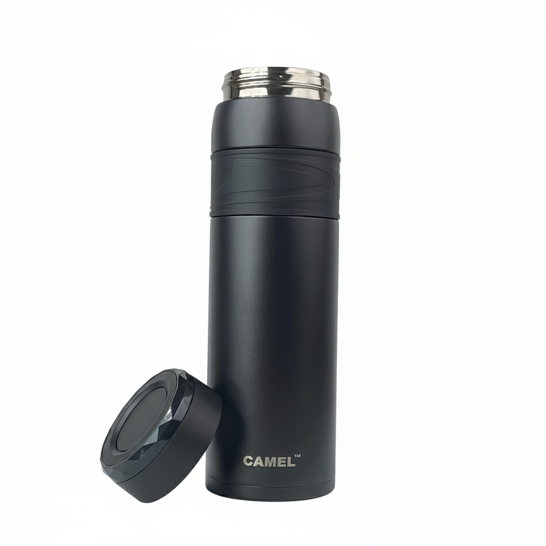 Terra Stainless Steel Vaccum Insulated Water Bottle with Rubber Grip - Classic Black
