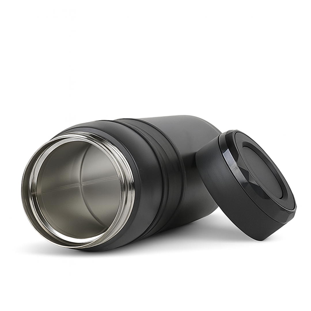 Terra Stainless Steel Vaccum Insulated Water Bottle with Rubber Grip - Classic Black