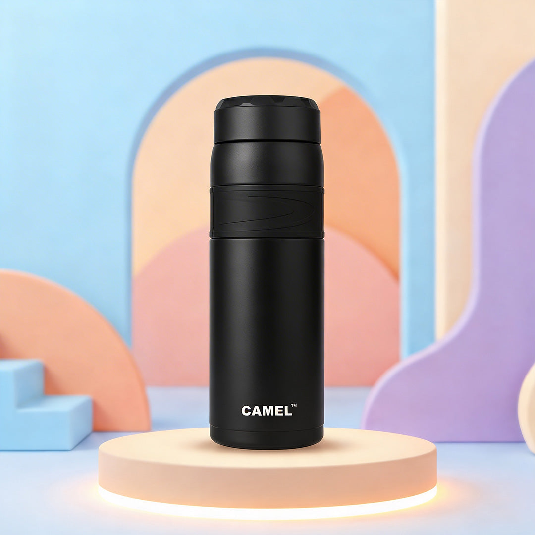 Terra Stainless Steel Vaccum Insulated Water Bottle with Rubber Grip - Classic Black