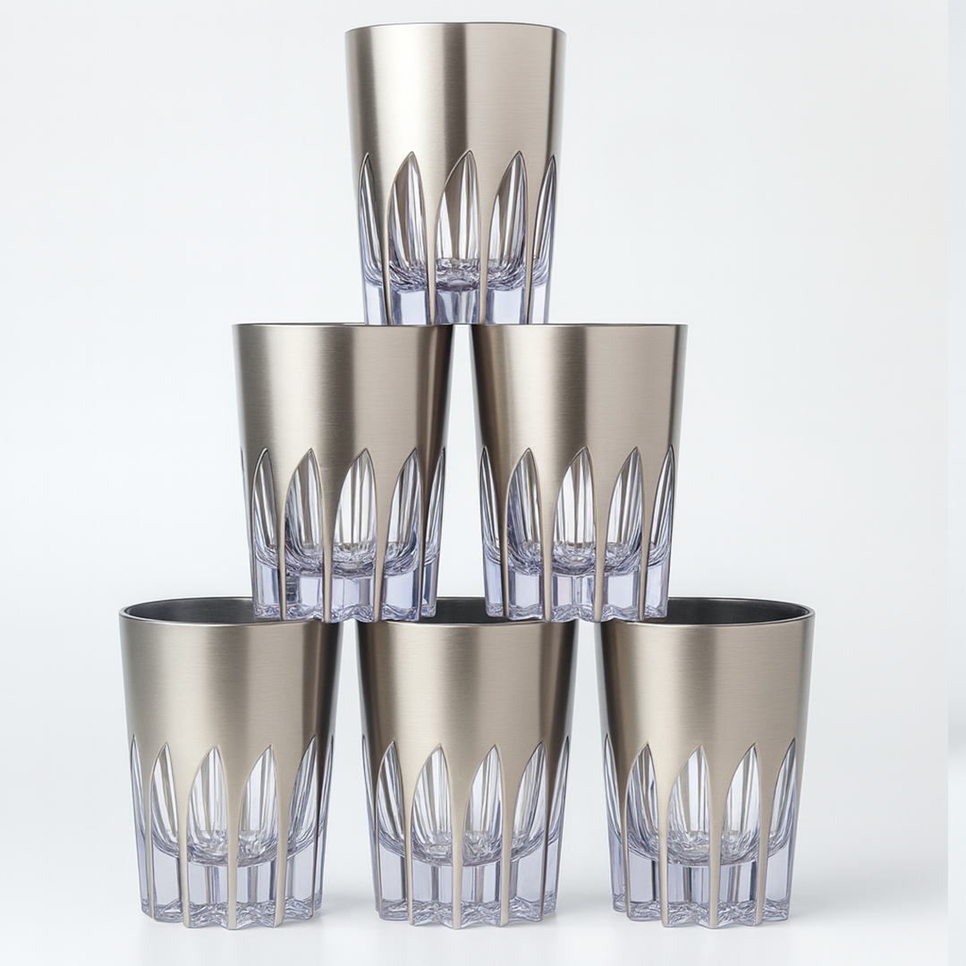 4" Diamond Glass - Set of 6 x Eva