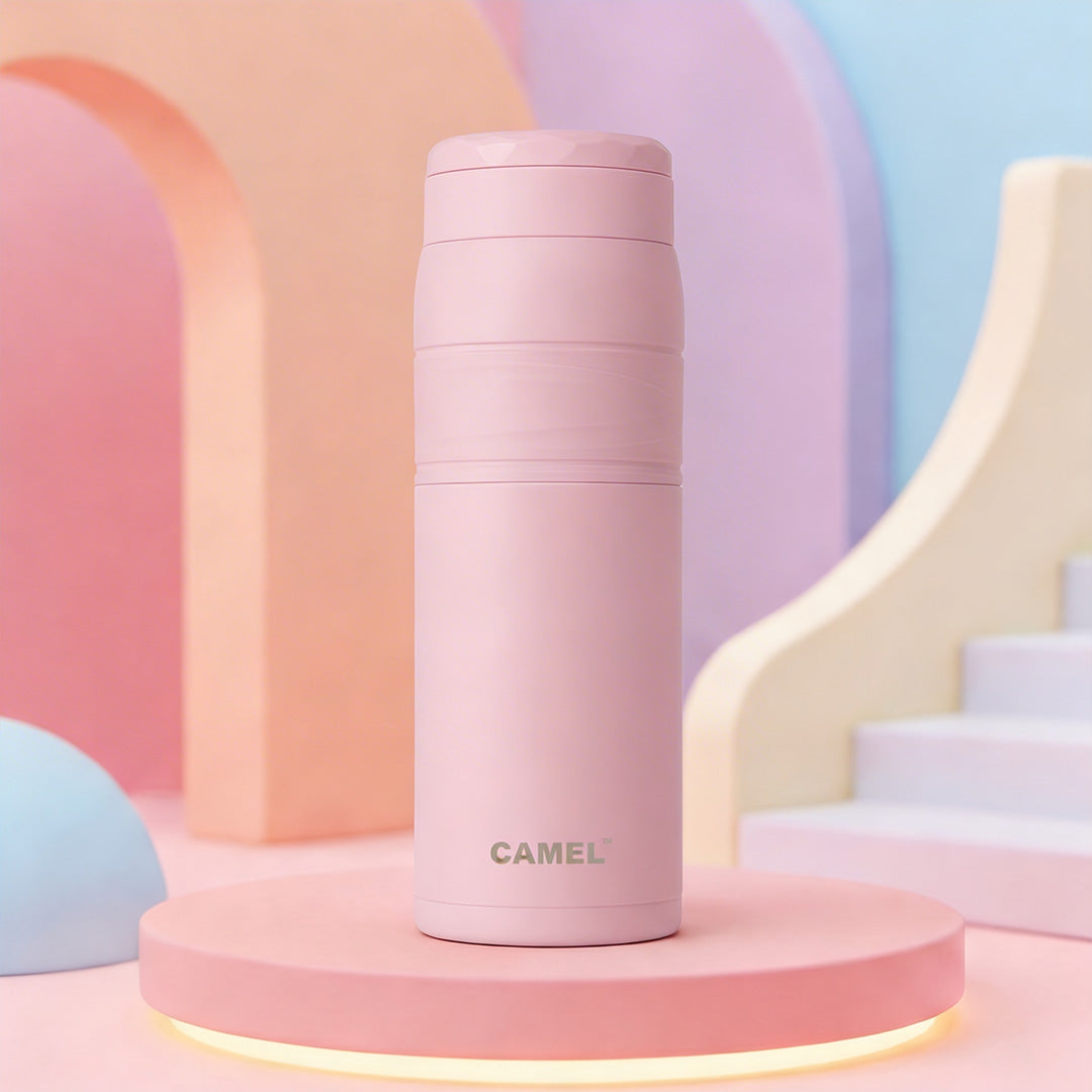 Terra Stainless Steel Vaccum Insulated Water Bottle with Rubber Grip - Blush Pink