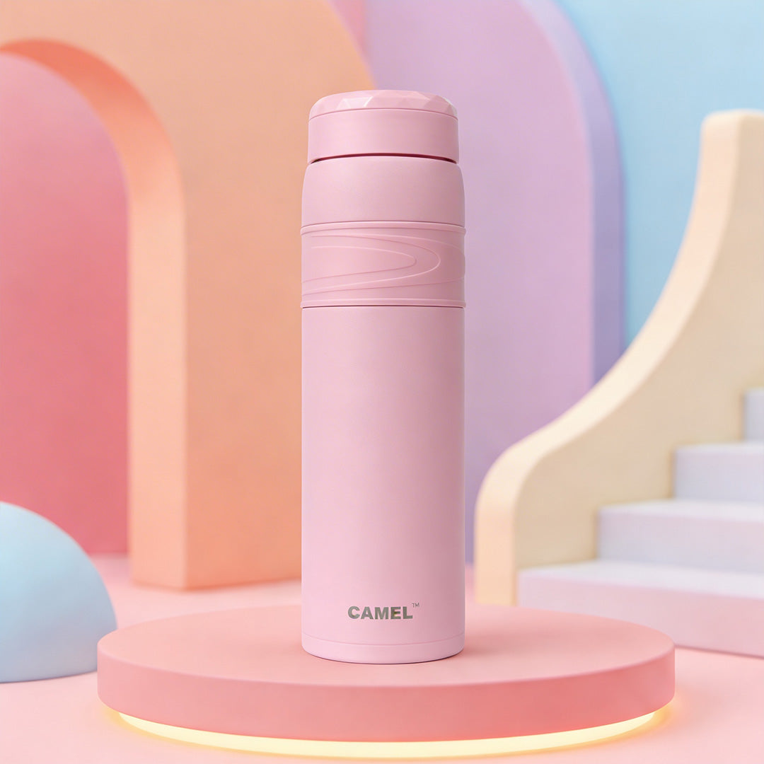 Terra Stainless Steel Vaccum Insulated Water Bottle with Rubber Grip - Blush Pink