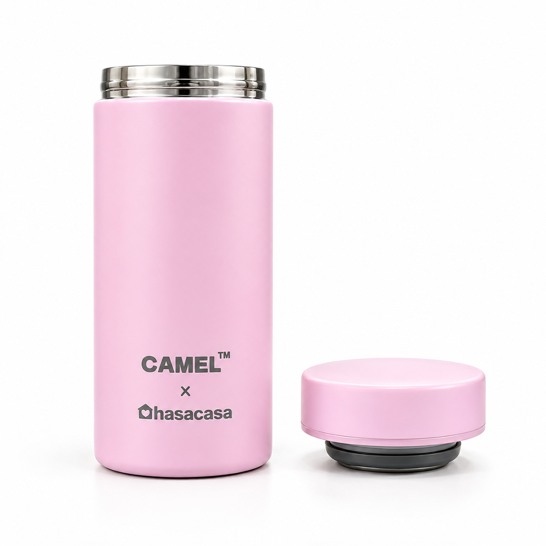Personalised Ample Pocket Size Mini Vacuum Flask - Light Pink