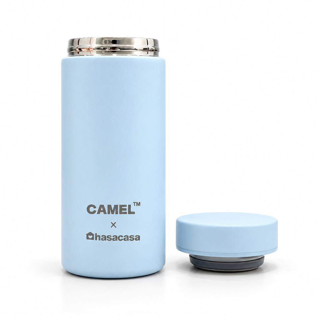 Personalised Ample Pocket Size Mini Vacuum Flask - Light Blue
