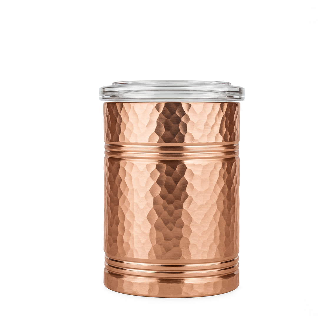 Eva X Camel Classic Multipurpose Vintage Hammered Jar with Airtight Lid - Rose Gold