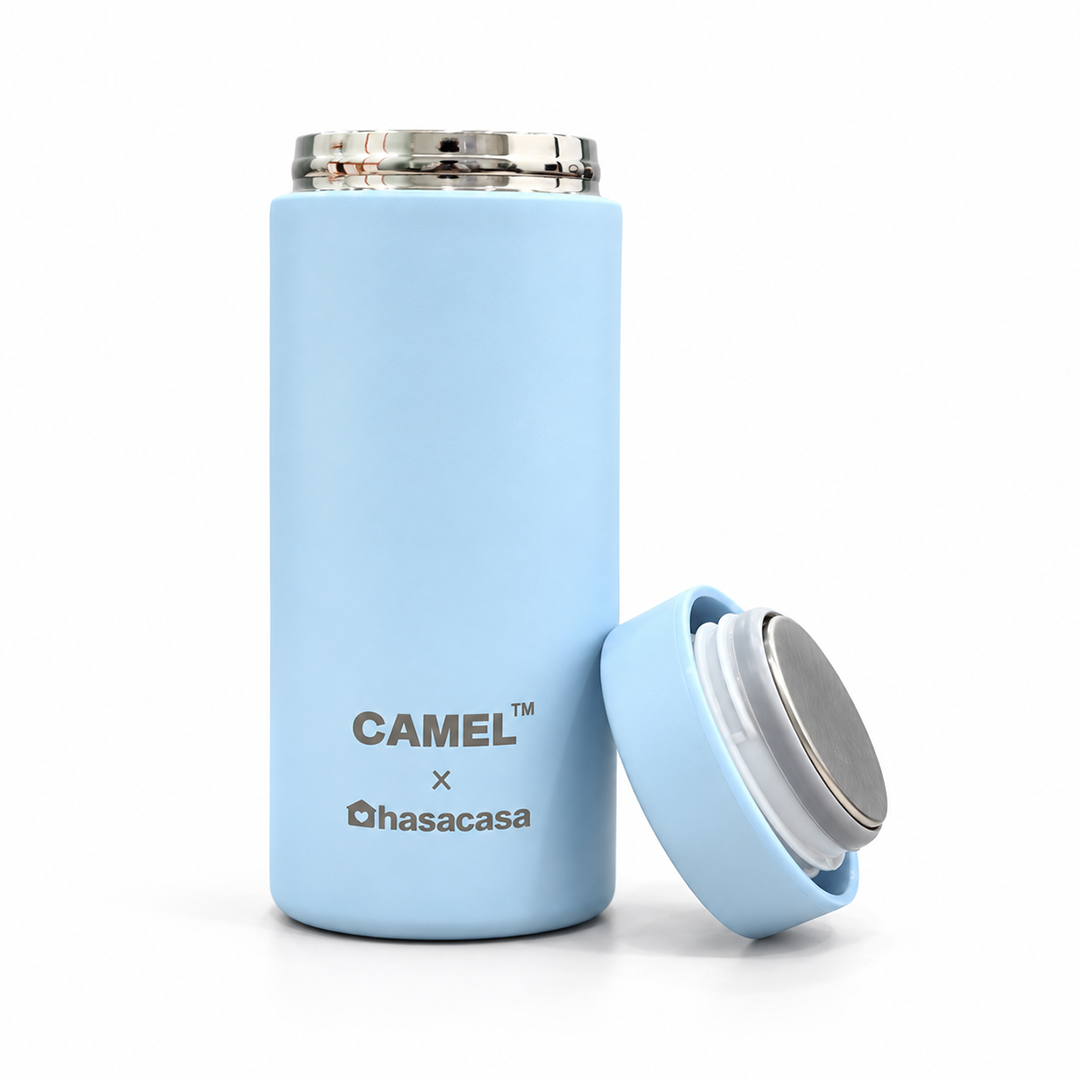 Personalised Ample Pocket Size Mini Vacuum Flask - Light Blue