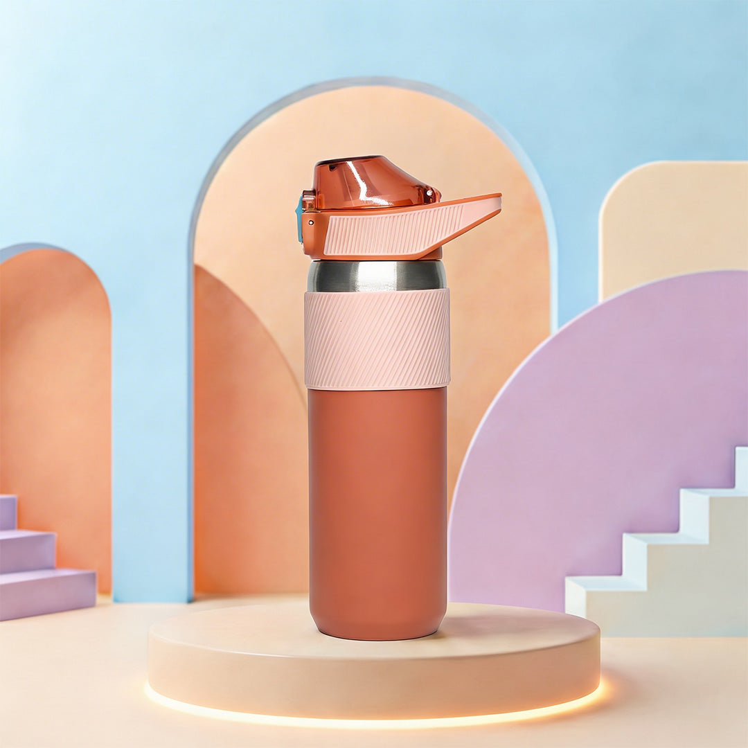 Fitsip Sporty Vacuum Bottle - 600ML - Orange Blush