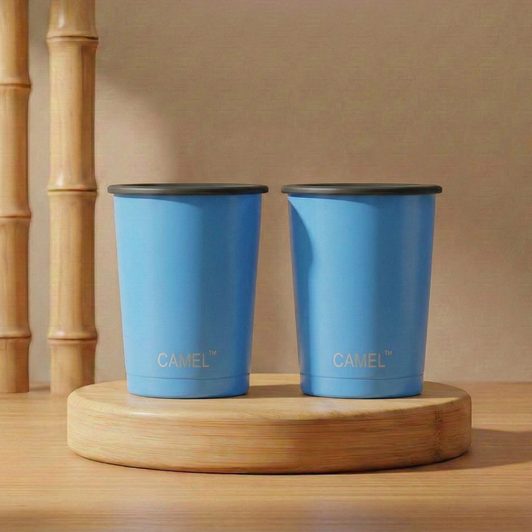 Camel Magic Double Wall Vacuum Glass with Lid - 200 ML (Set of 2)
