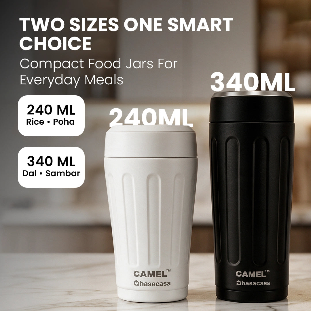 Milo Vacuum Food Jar Combo | 340ml + 340ml | 6 Hours Hot 12 Hours Cold - Set of 2