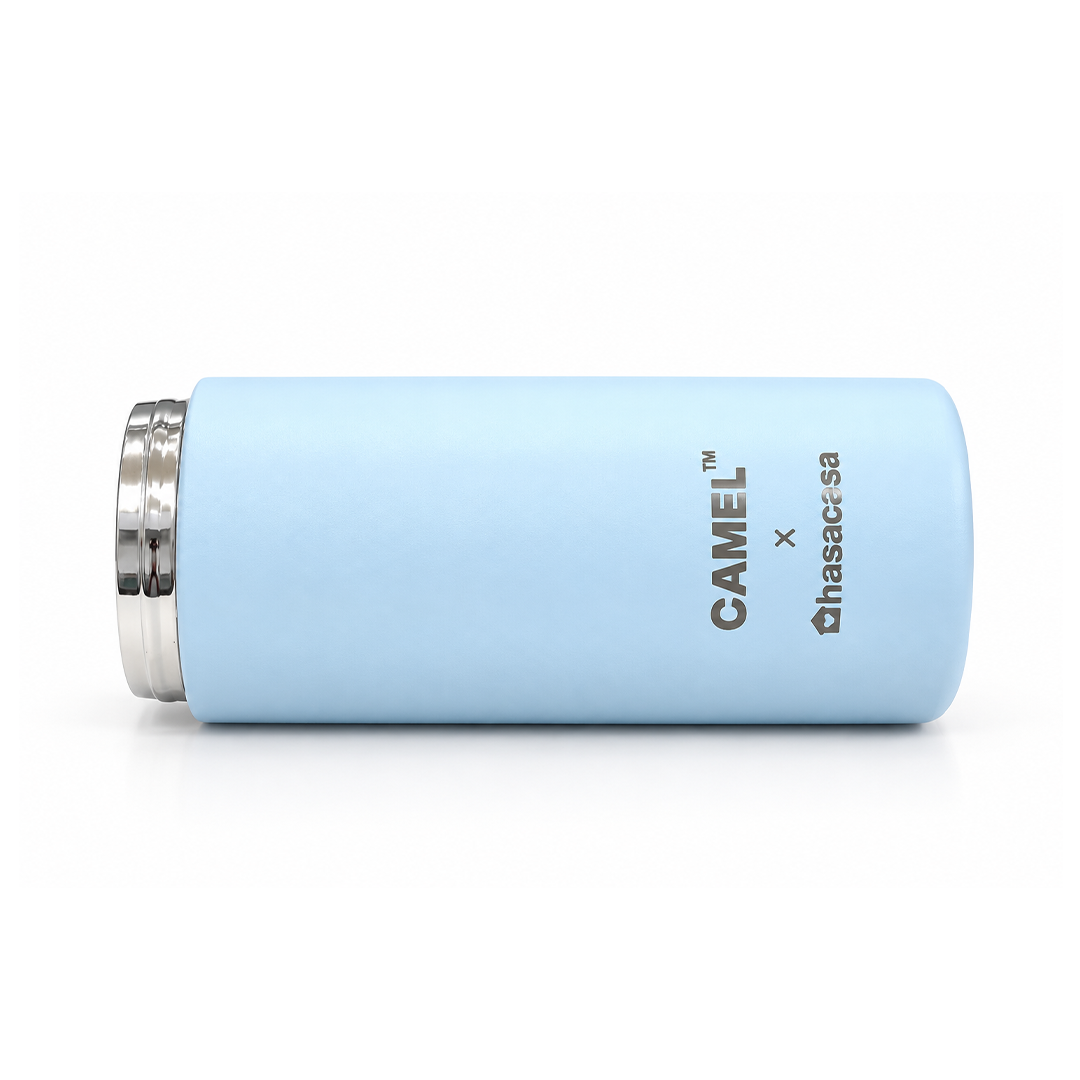 Personalised Ample Pocket Size Mini Vacuum Flask - Light Blue