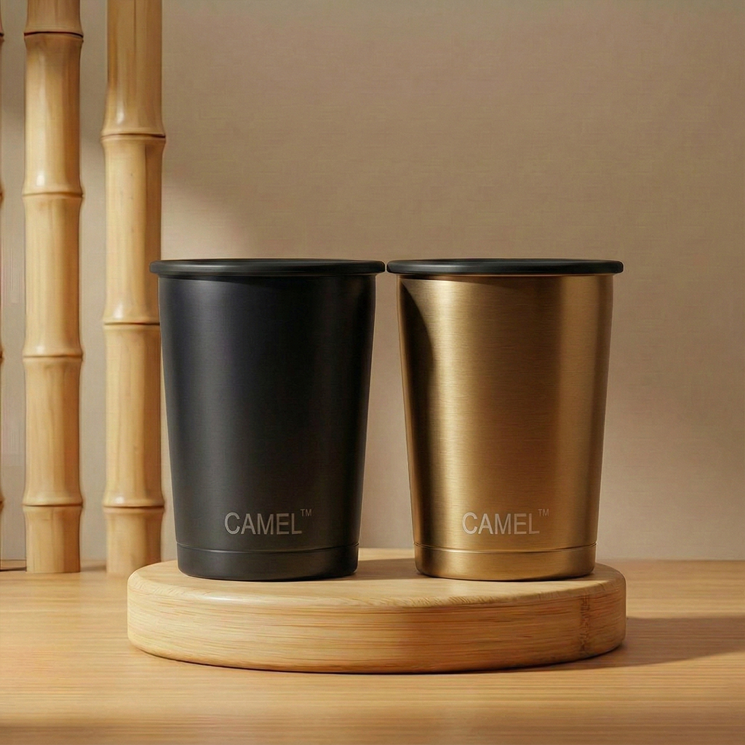 Camel Magic Double Wall Vacuum Glass with Lid - 200 ML (Set of 2)