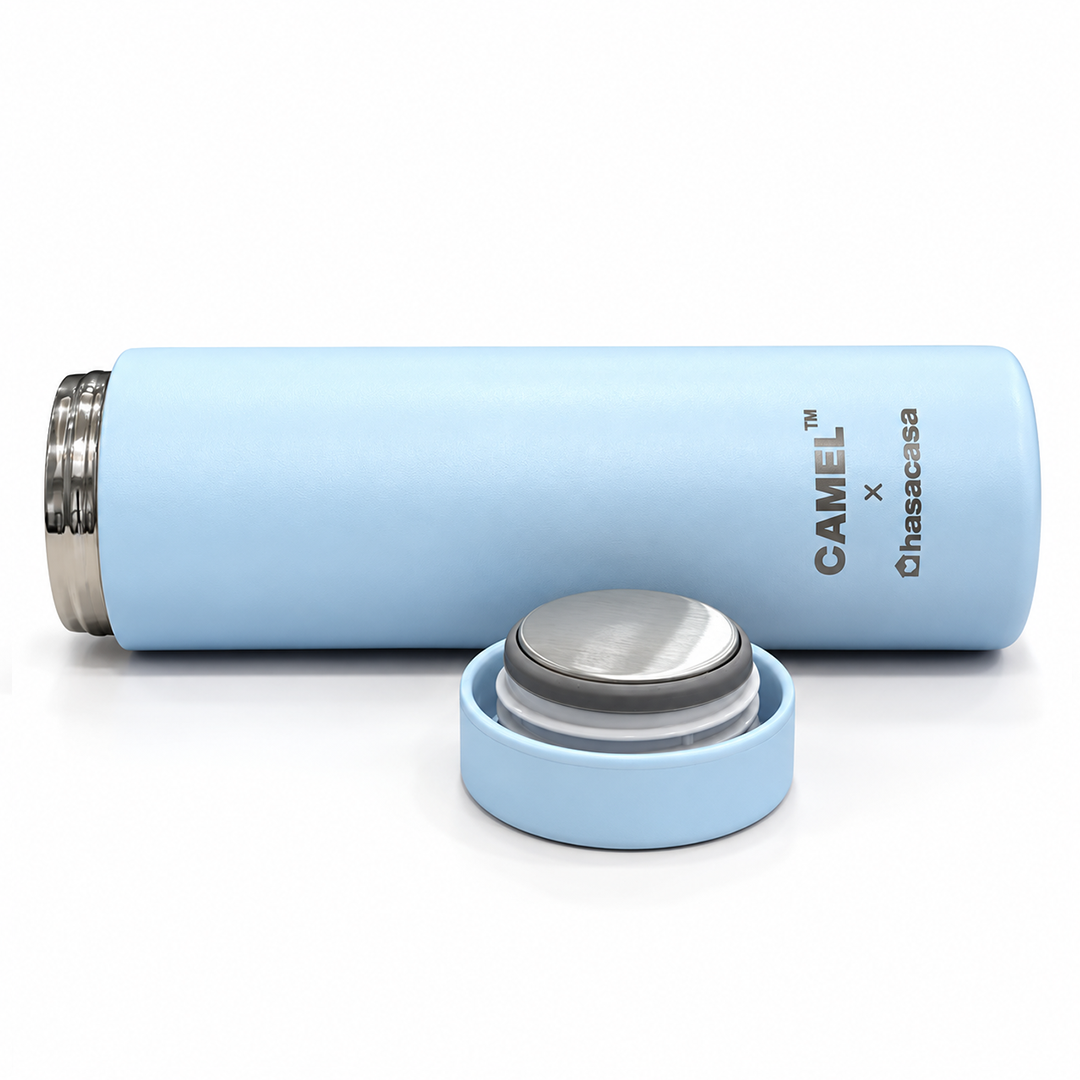 Personalised Ample Pocket Size Mini Vacuum Flask - Light Blue