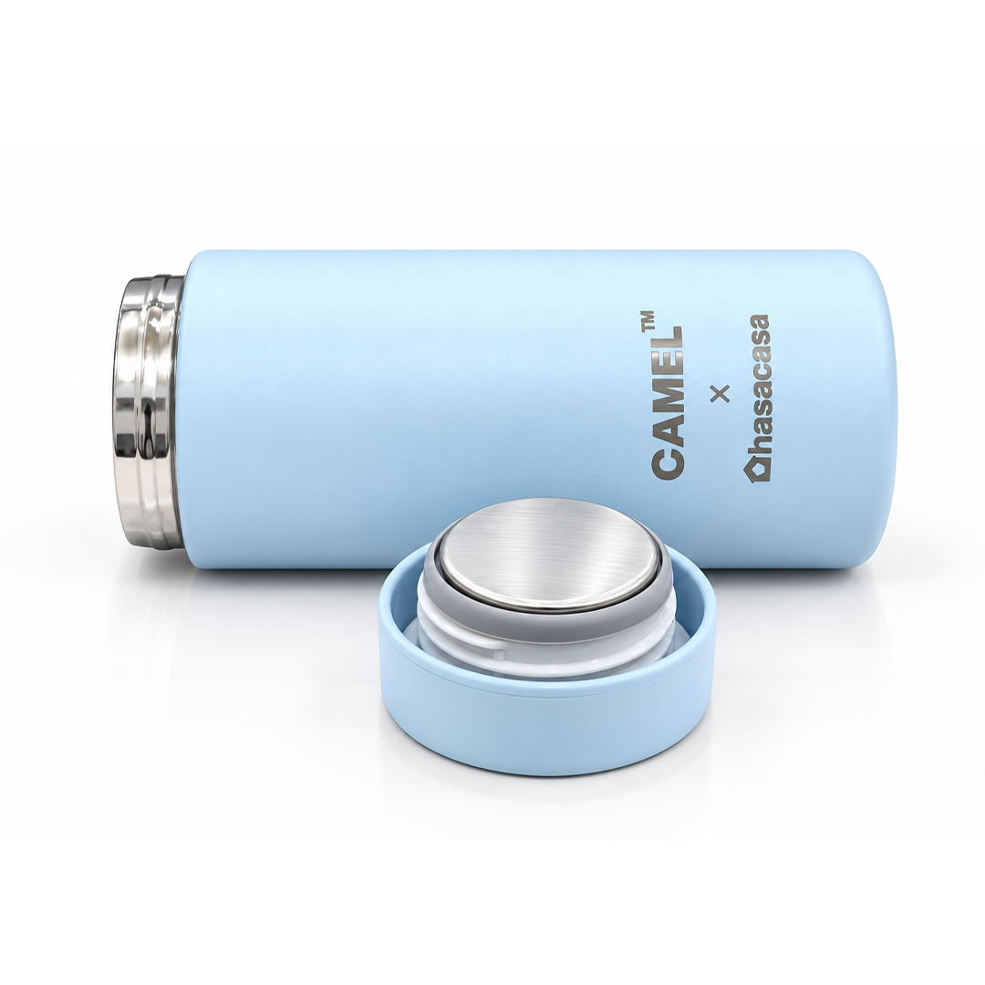 Personalised Ample Pocket Size Mini Vacuum Flask - Light Blue