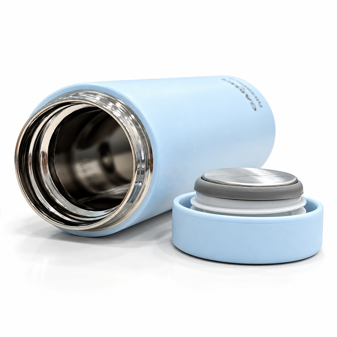 Personalised Ample Pocket Size Mini Vacuum Flask - Light Blue