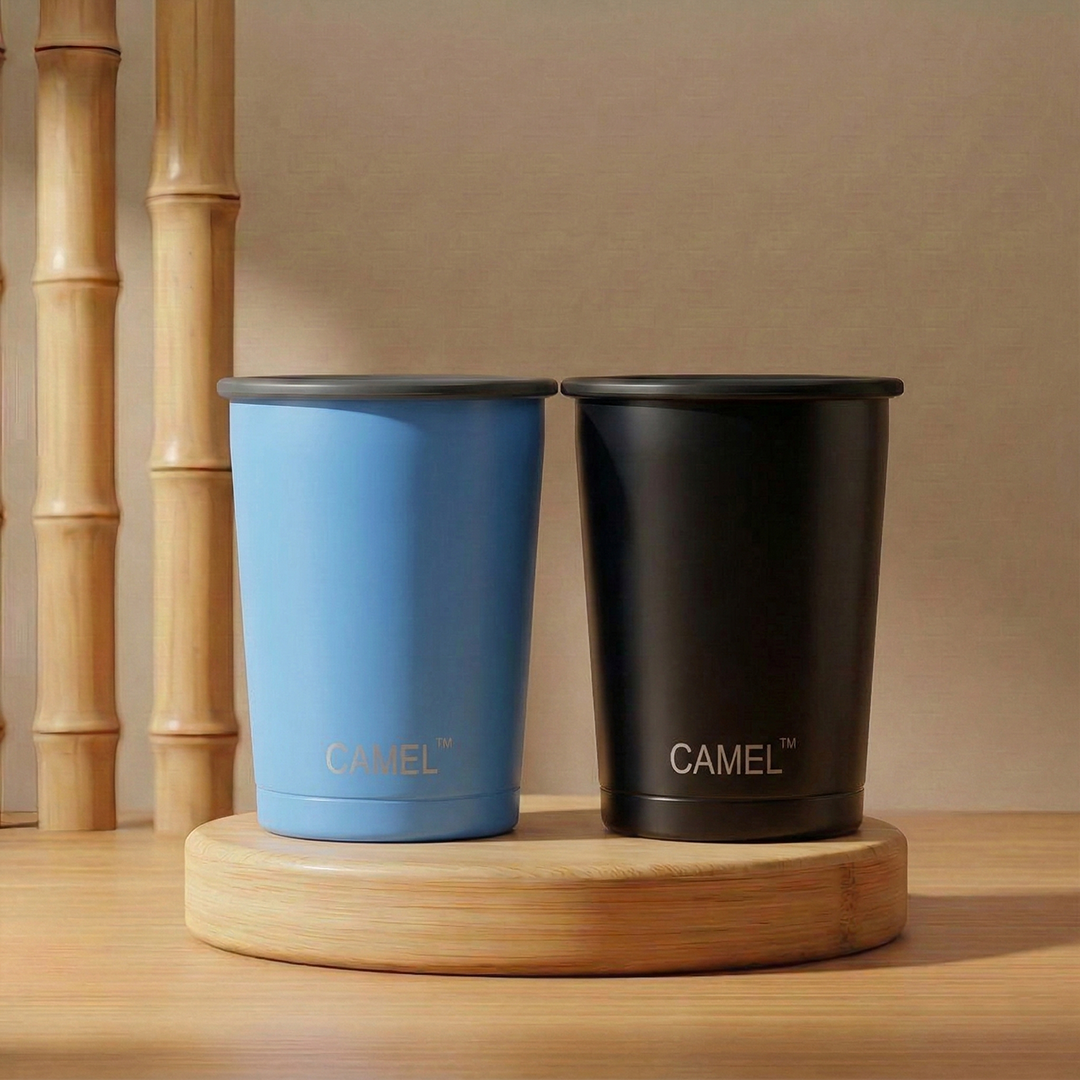 Camel Magic Double Wall Vacuum Glass with Lid - 200 ML (Set of 2)