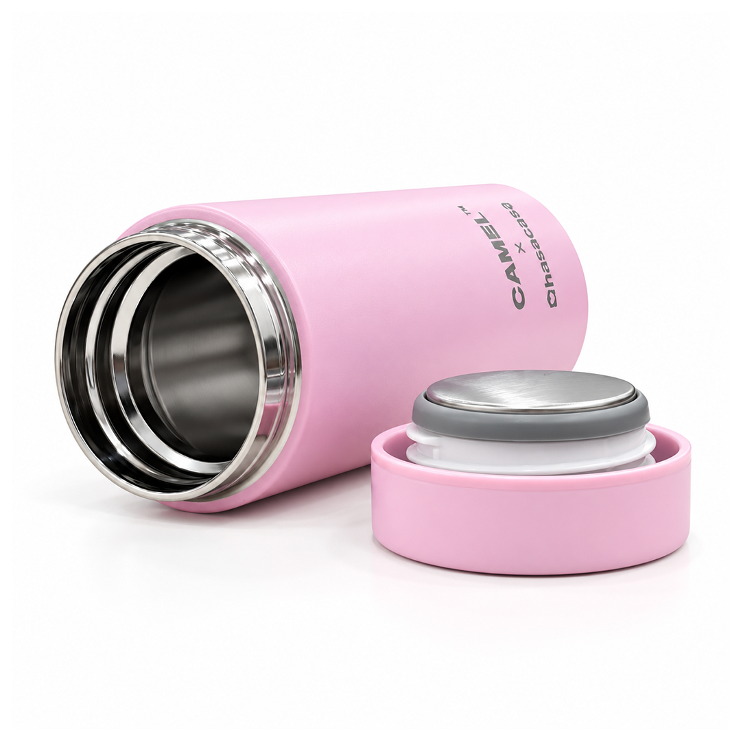 Personalised Ample Pocket Size Mini Vacuum Flask - Light Pink