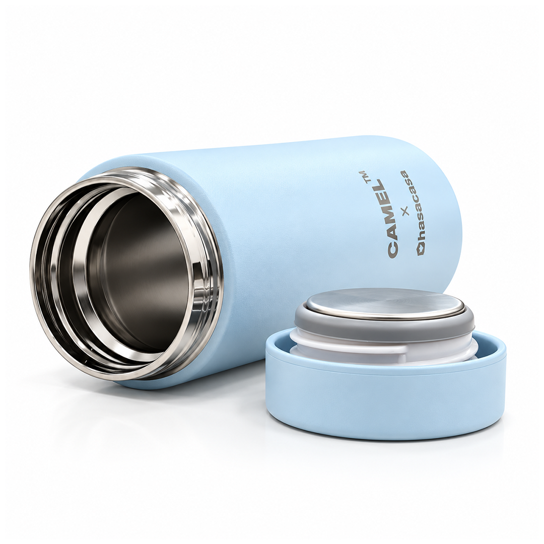 Personalised Ample Pocket Size Mini Vacuum Flask - Light Blue