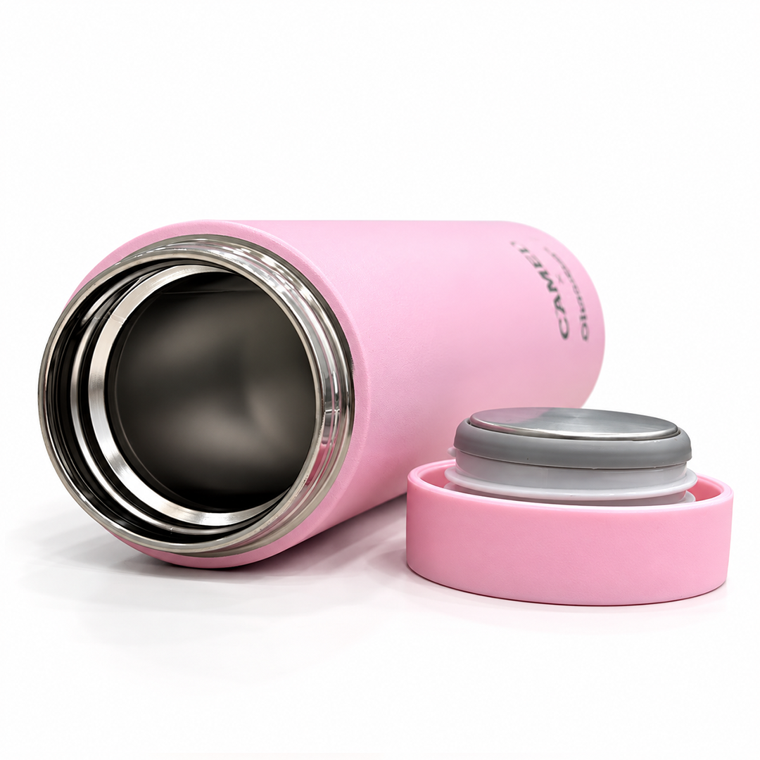 Personalised Ample Pocket Size Mini Vacuum Flask - Light Pink