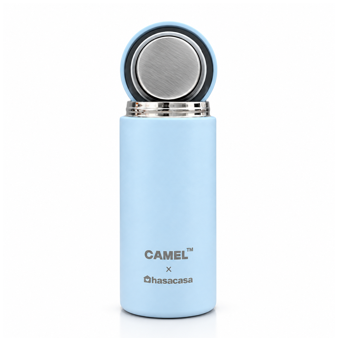 Personalised Ample Pocket Size Mini Vacuum Flask - Light Blue