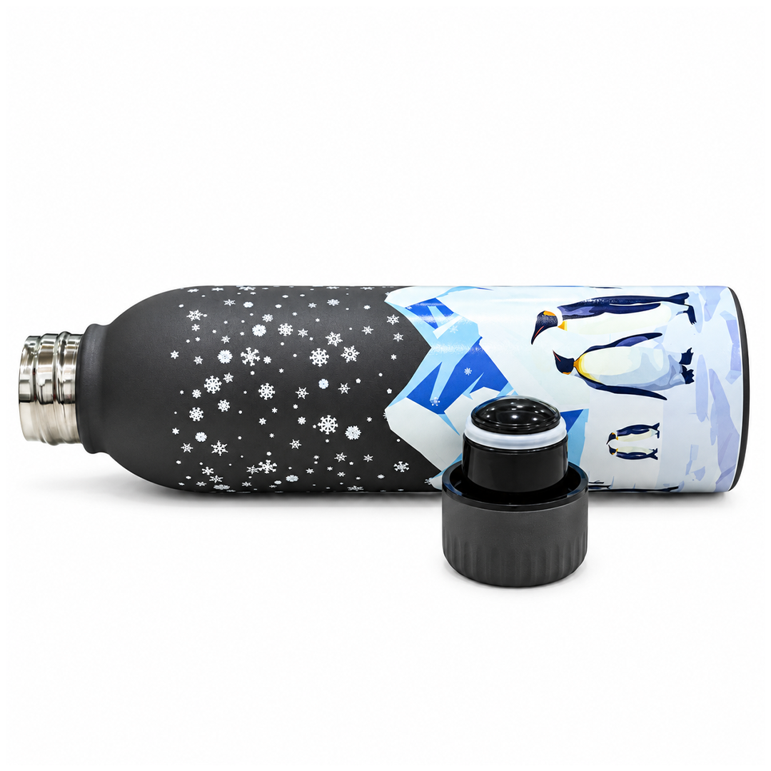 Splash Antarctic Penguin Shores Garden UV Printed Vacuum Bottle | 6 Hours Hot & 12 Hours Cold
