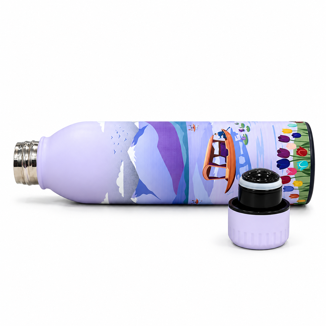 Splash Kashmir’s Tulip Garden UV Printed Vacuum Bottle | 6 Hours Hot & 12 Hours Cold