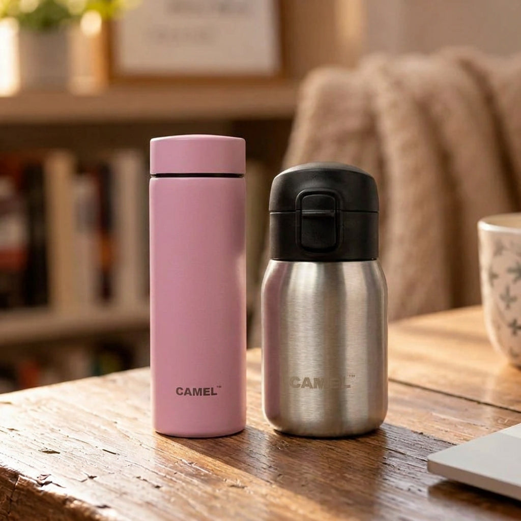 Mojo 180 ML(Silver) & Mini 130 ML(Pink) Vacuum Bottle Combo