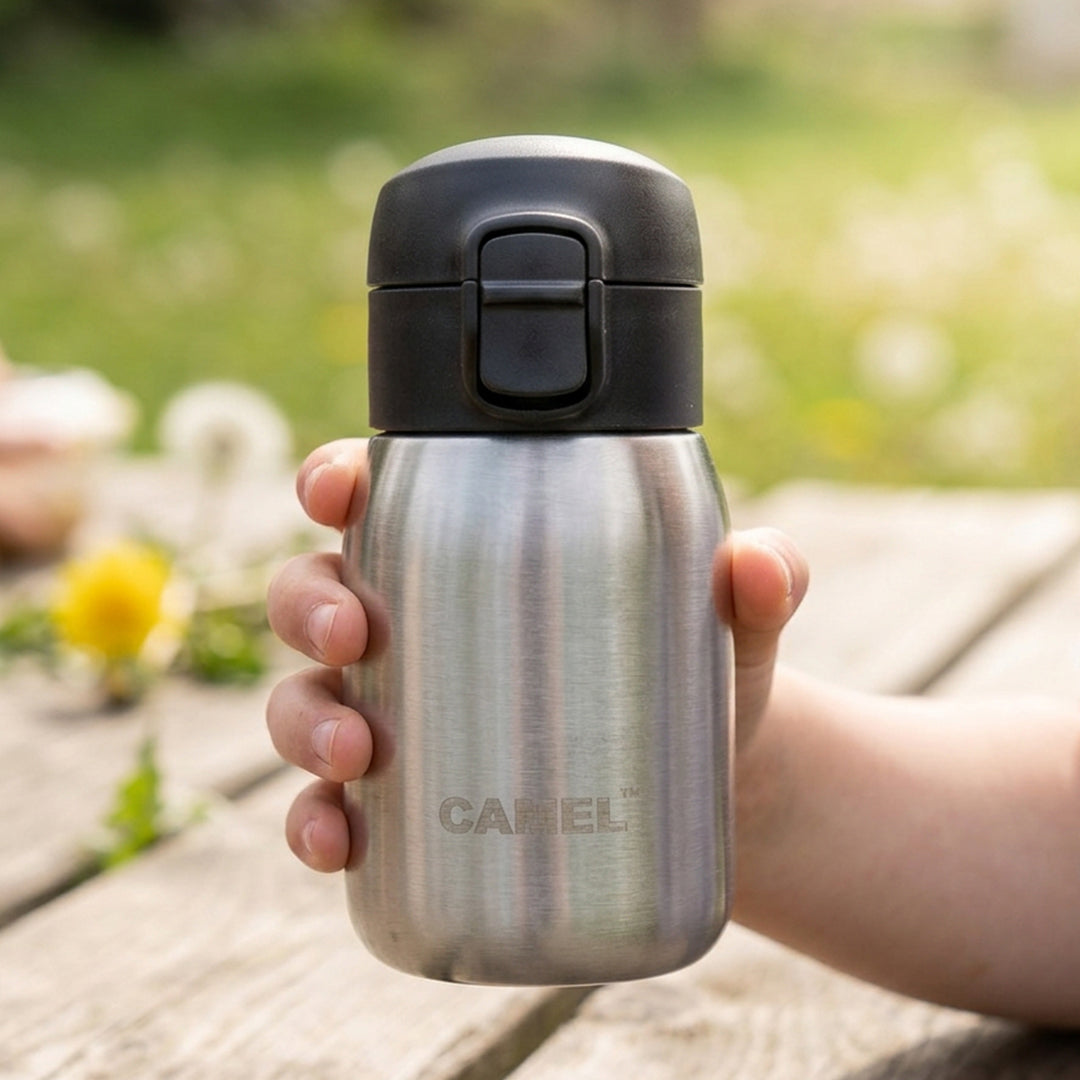 India's Most Smallest - Mojo Hot & Cold 220 ML Mini Vacuum Bottle - Silver