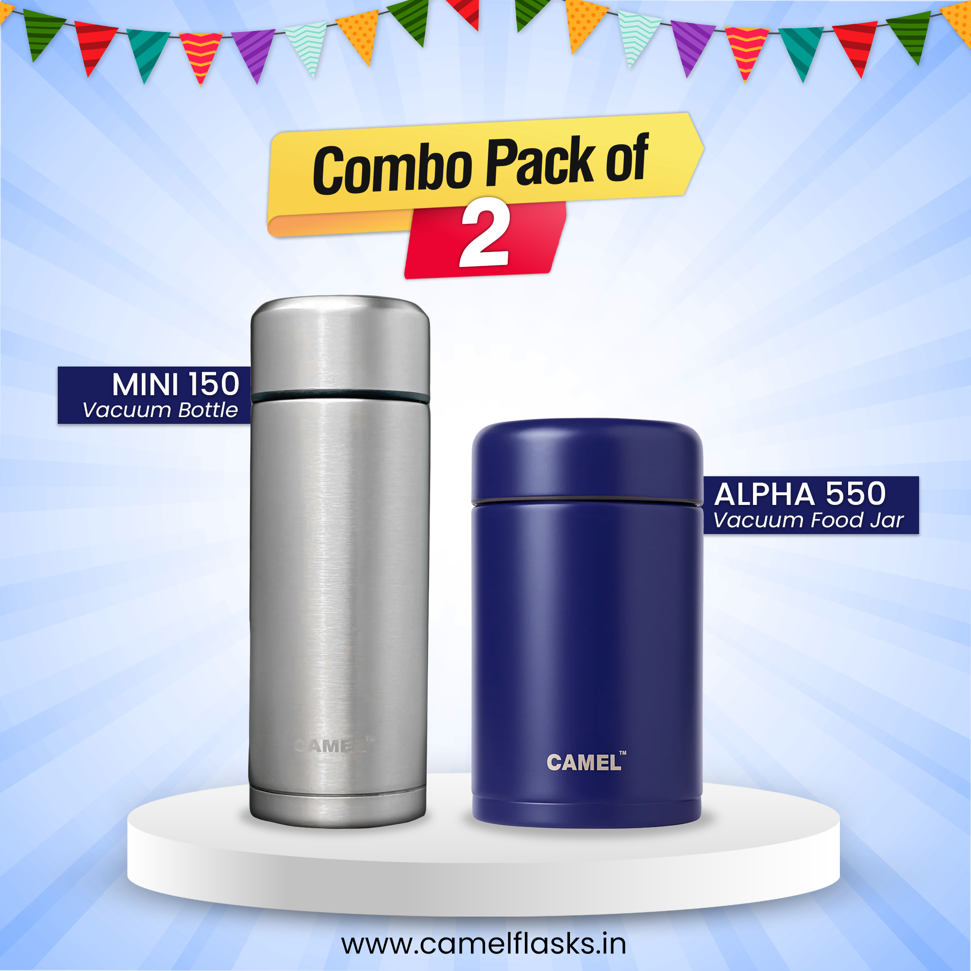 Alpha Vacuum Food Jar 550ml + Mini 150 Vacuum Bottle