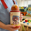 Wonder Kids 550 ML Hot & Cold Vacuum Thermos Sipper & Cup Bottle with Neck Strap Zipper Cover - Cream & Orange