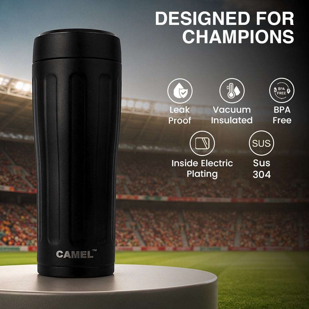 Milo Champions Trophy Vacuum Bottle | Black | 6 Hours Hot & 12 Hours Cold