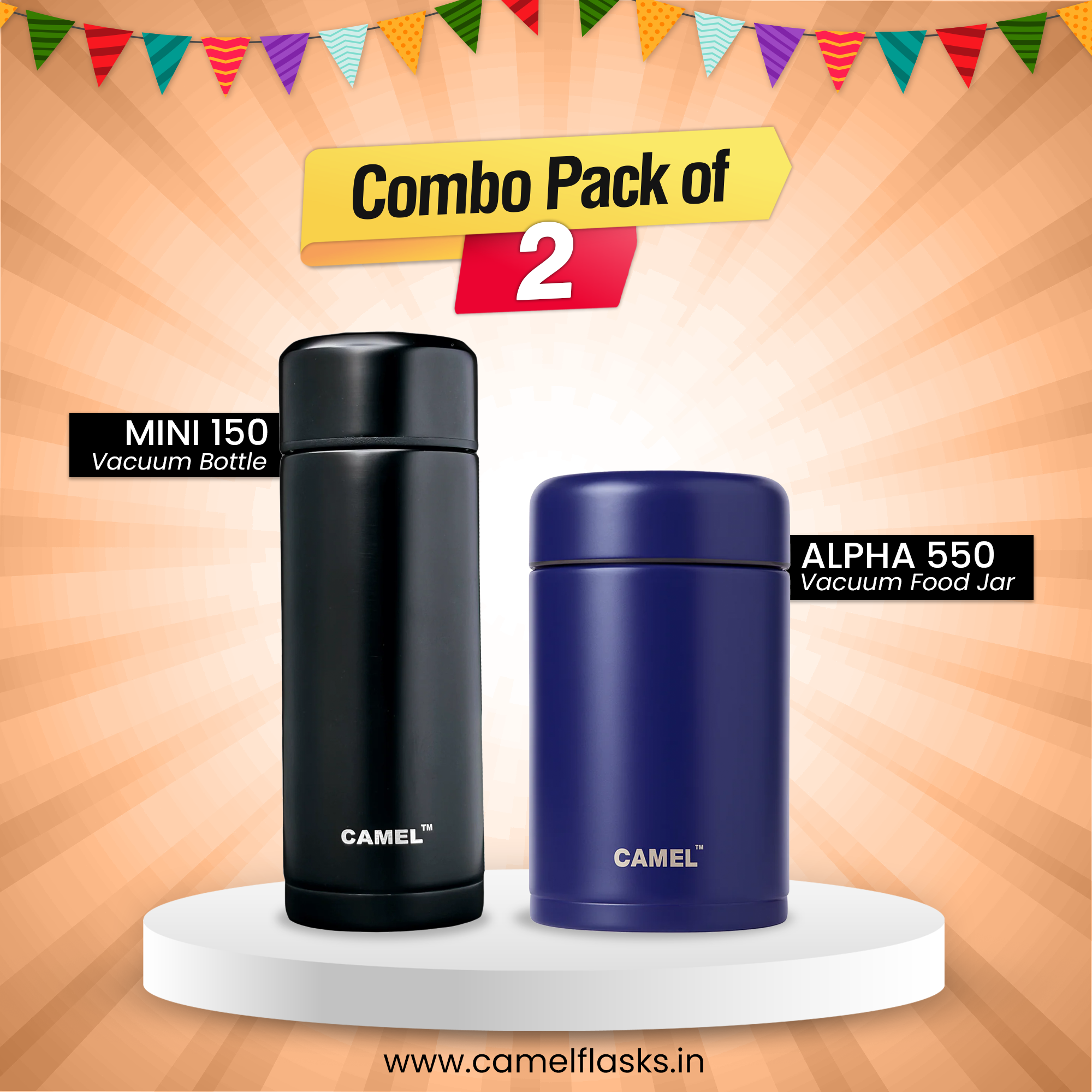 Alpha Vacuum Food Jar 550ml + Mini 150 Vacuum Bottle