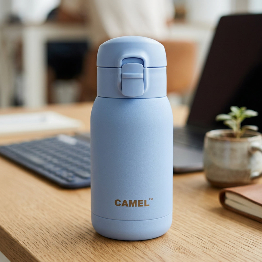 India's Most Smallest - Mojo Hot & Cold 260 ML Mini Vacuum Bottle - Blue
