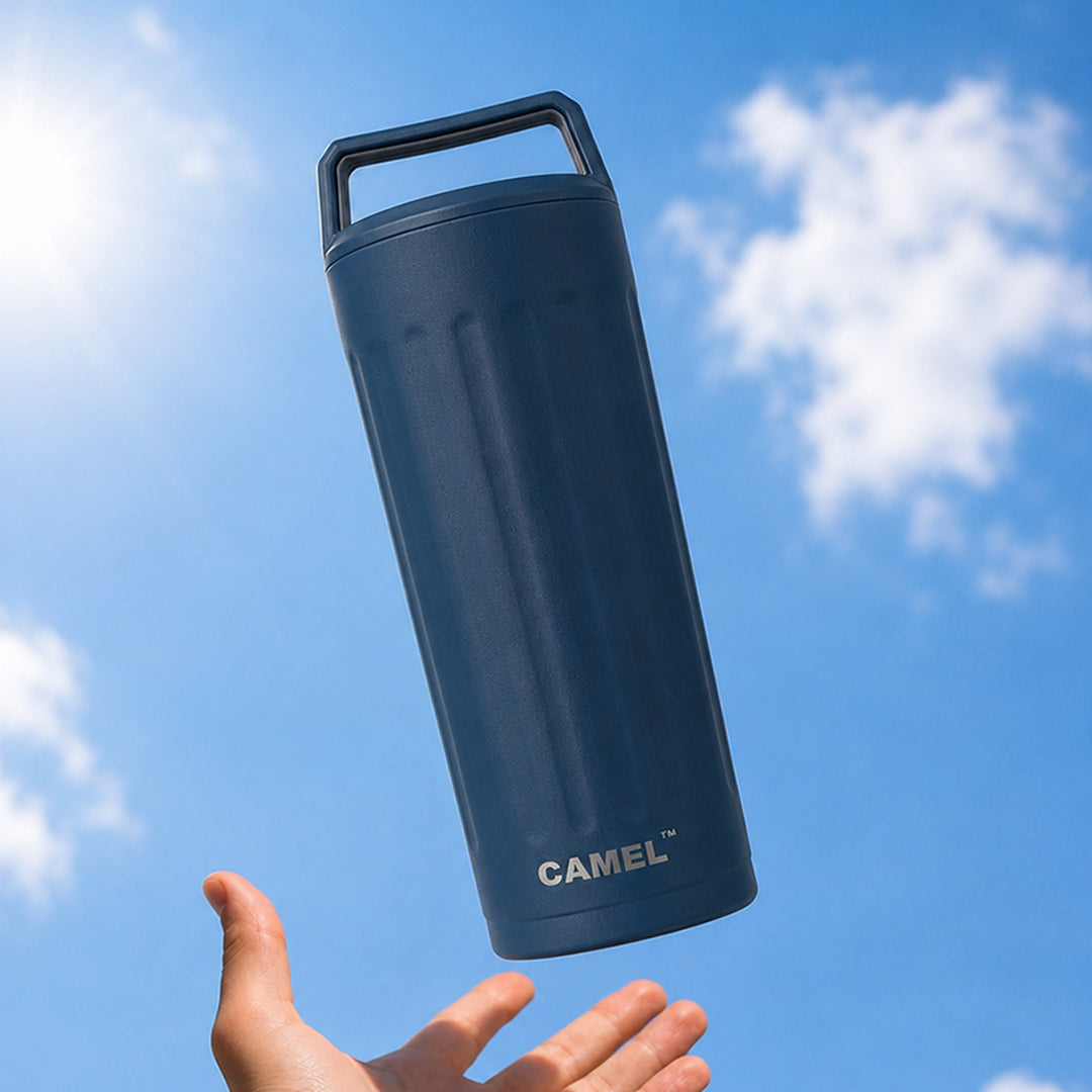 Essentia Quickflip Double Wall Vacuum Tumbler with Stylish Handle - Midnight Blue