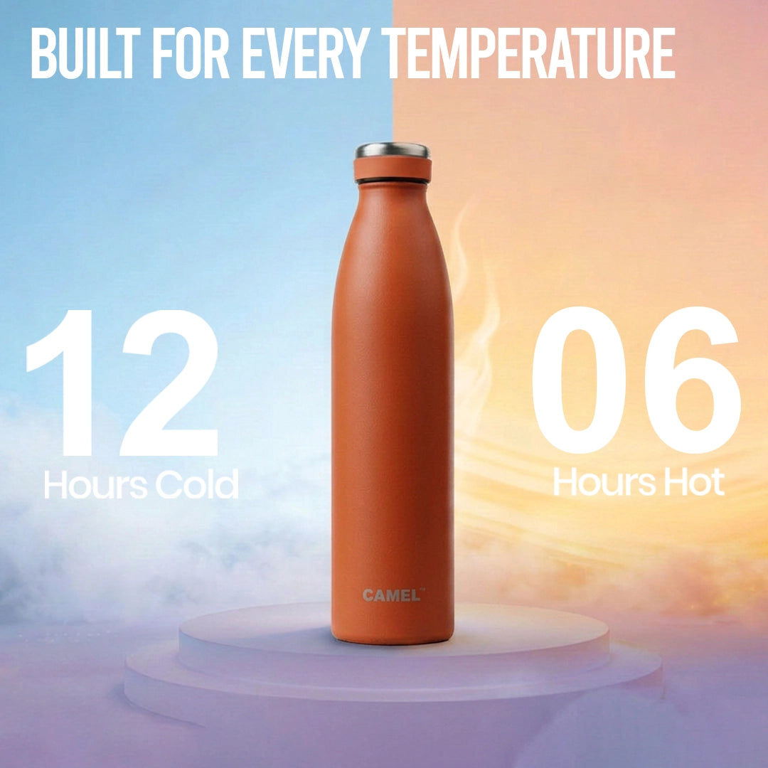 Saffron Double Wall Vacuum 750ML Flask Bottle - Hot Beverages Upto 6+ Hours - Set of 4