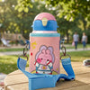 Wonder Kids 550 ML Hot & Cold Vacuum Thermos Sipper & Cup Bottle with Neck Strap Zipper Cover - Pink & Blue