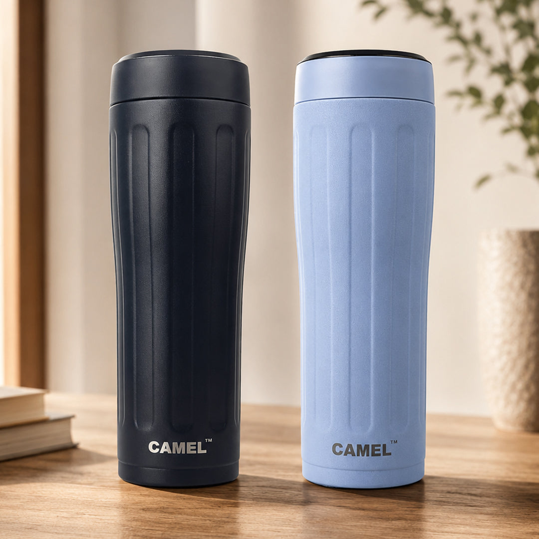 Milo Champions Trophy Vacuum Bottle | Set of 2 - Blue & Black | 6 Hours Hot & 12 Hours Cold