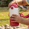 Play Kids 450ML Double Wall Vacuum Sipper Bottle with Neck Strap - Red & White