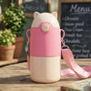Play Kids 450ML Double Wall Vacuum Sipper Bottle with Neck Strap - Cream & Pink