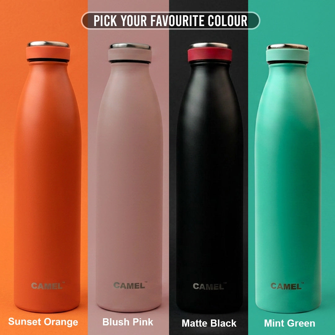 Saffron Double Wall Vacuum 750ML Flask Bottle - Hot Beverages Upto 6+ Hours - Set of 4