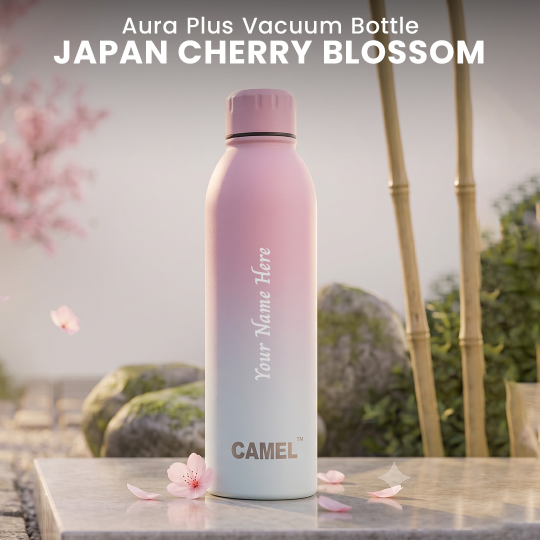 Personalised Japan Cherry Blossom Aura Plus Double Wall Vacuum Bottle - 6 Hours Hot & 12 Hours Cold