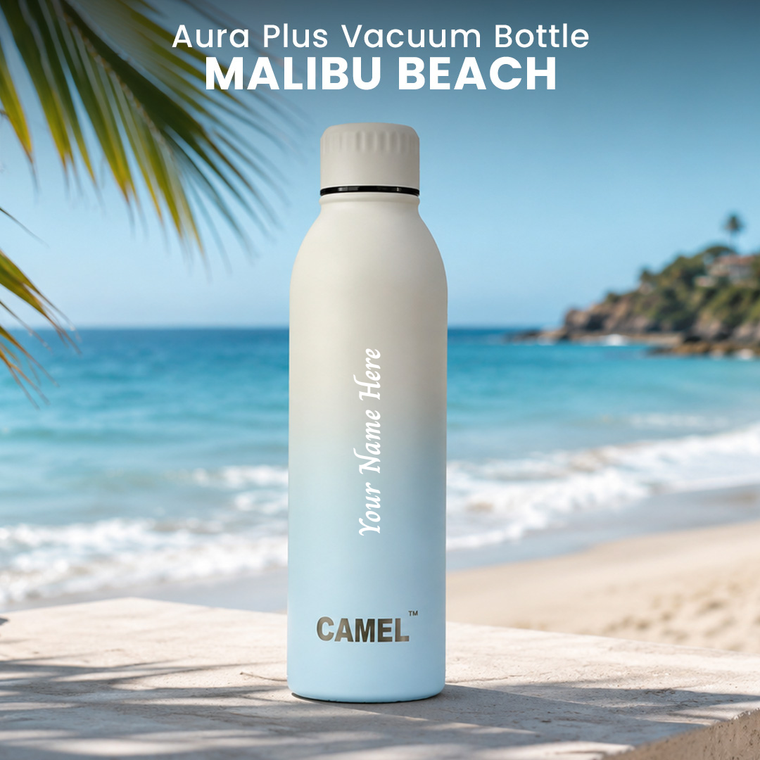 Personalised Malibu Beach Aura Plus Double Wall Vacuum Bottle - 6 Hours Hot & 12 Hours Cold