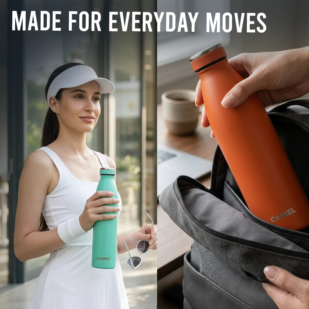 Saffron Double Wall Vacuum 750ML Flask Bottle - Hot Beverages Upto 6+ Hours - Set of 4