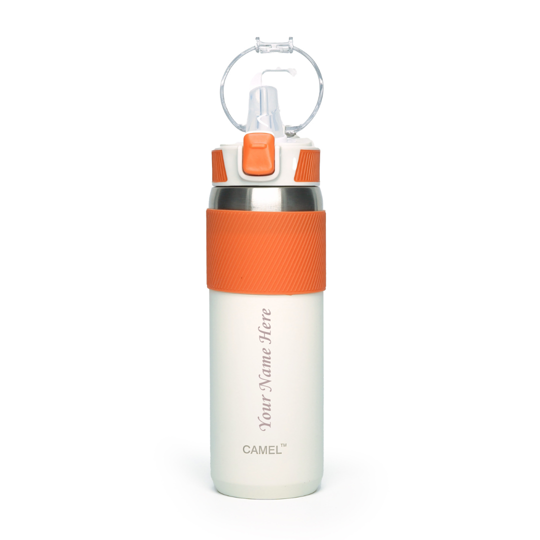 Personalised Fitsip Sporty Vacuum Bottle - 600ML - Tangerine Splash - COD Not Applicable